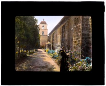 Santa Barbara Mission, 2201 Laguna Street, Santa Barbara, California. Friar in the garden court LCCN2007684901
