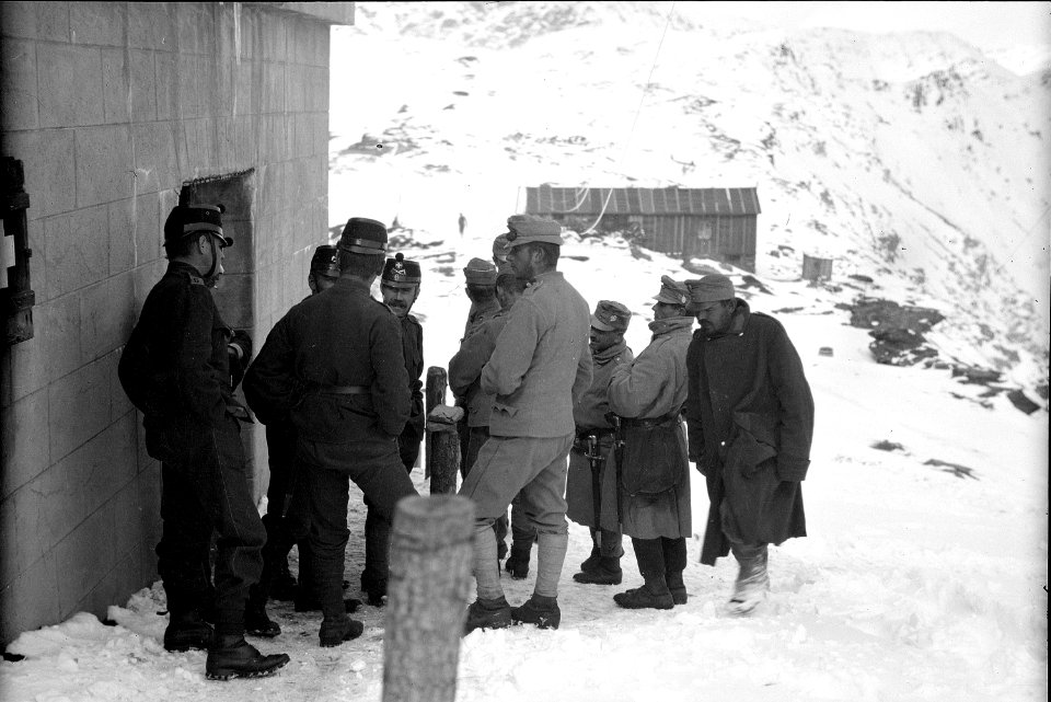 Schweizerische und österreichische Soldaten am Grenzzaun - CH-BAR - 3237054