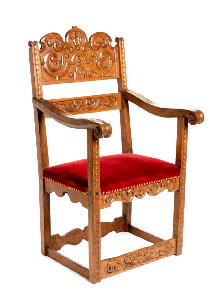 Schweizisk länstol av bl. a satinvalnötsträ, 1600-tal - Hallwylska museet - 108556