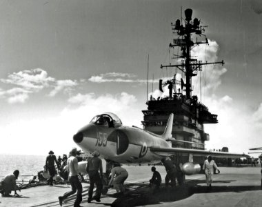 Scimiatar on USS Saratoga c1957 photo