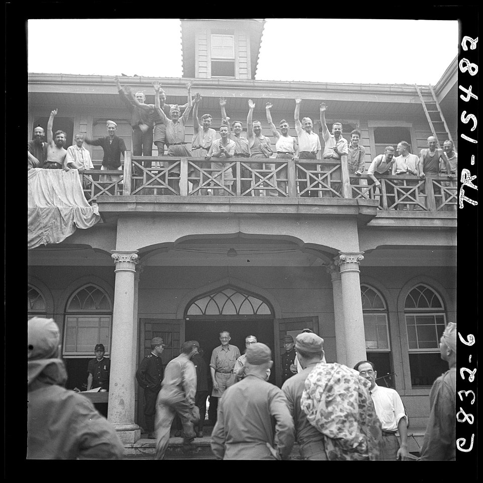 Scores of allied prisoners were released by Navy and Marine Corp men at Saitama prefecture, a Franciscan convent 30... - NARA - 520931