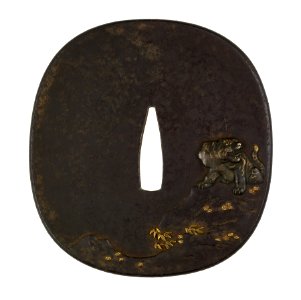 Sasayama Tokuoki - Tsuba with a Tiger on a Cliff - Walters 51146