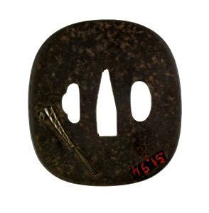 Sasayama Tokuoki - Tsuba with Orchid and Chrysanthemum Leaves - Walters 5194 - Back