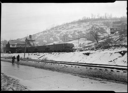 Scott's Run, West Virginia. Pursglove No. 5 - Scene taken from main highway shows typical hillside camp. The houses... - NARA - 518395