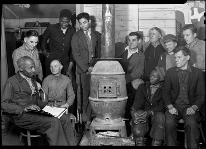 Scott's Run, West Virginia. Unemployed man attending meeting of the Workers Alliance Council - All of the men are... - NARA - 518383