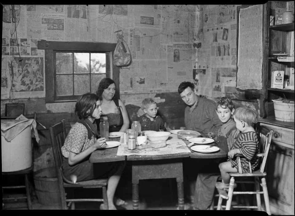 Scott's Run, West Virginia. Employed miner's family - Sessa Hill - This picture was taken at the natural supper hour.... - NARA - 518391