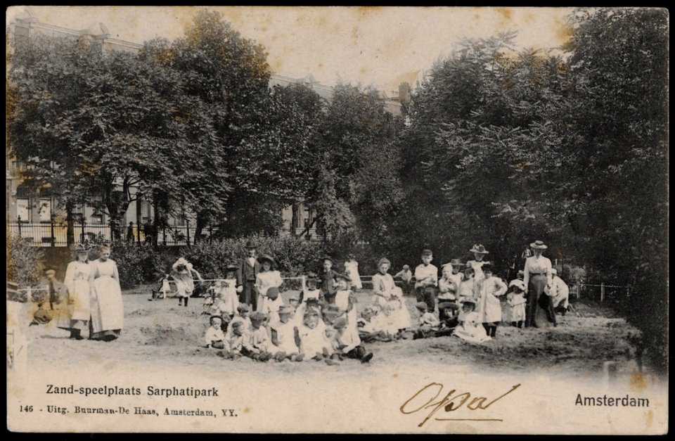 Sarphatipark, zand-speelplaats, Afb PRKBB00244000016