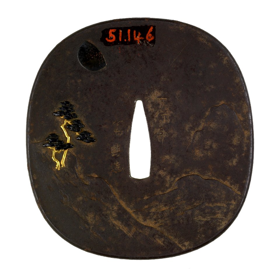 Sasayama Tokuoki - Tsuba with a Tiger on a Cliff - Walters 51146 - Back