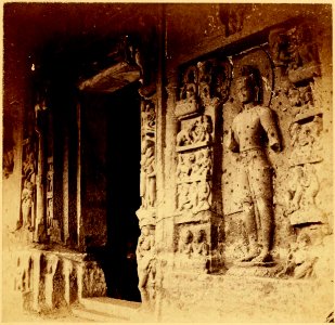 Sculpture in Verandah of Cave No. 4—Ajunta