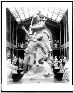 Sculpture of woman with rifle holding wounded soldier, Palace of Fine Arts, Paris Exposition, 1889 LCCN93516712
