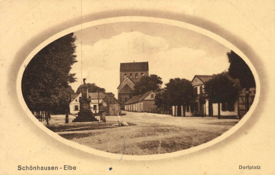 Schönhausen a. d. Elbe, Sachsen-Anhalt - Dorfplatz (Zeno Ansichtskarten)