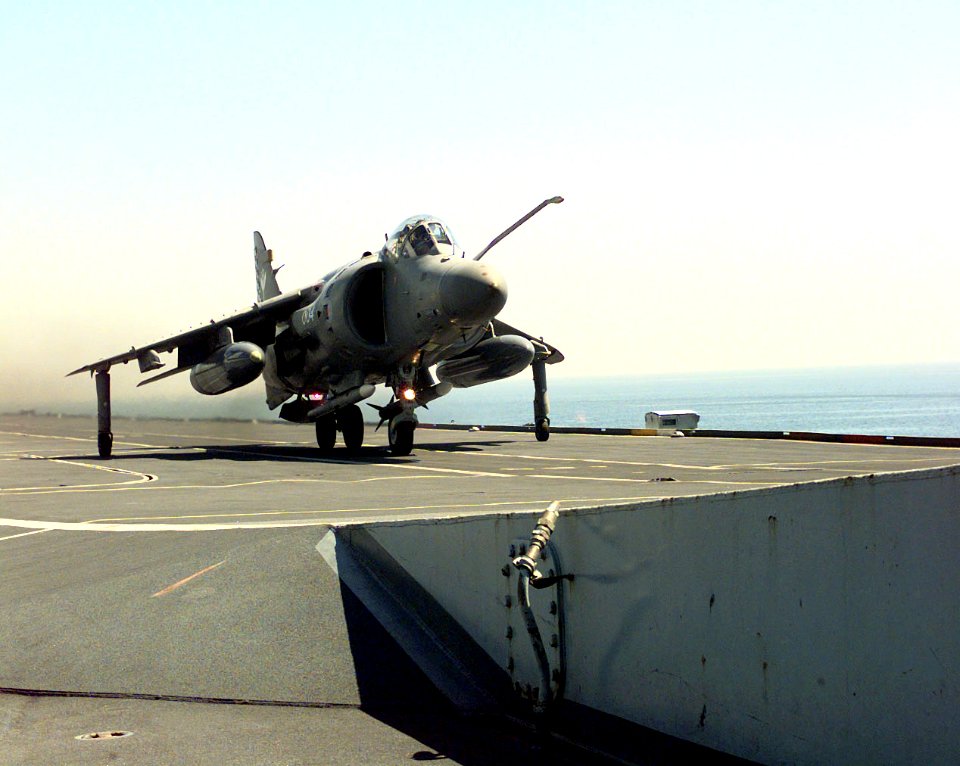 Sea Harrier 801 NAS taking off HMS Illustrious (R06) 1998