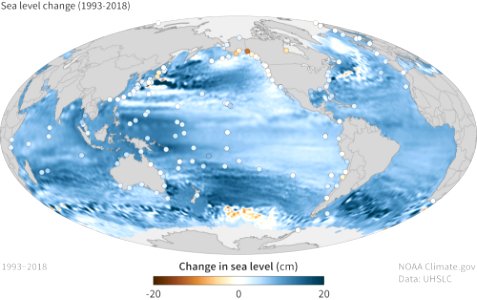 Sea level change 1993 to 2018