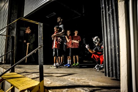 Seabees open annual haunted warehouse to joint base service members and families 151024-N-PA426-227