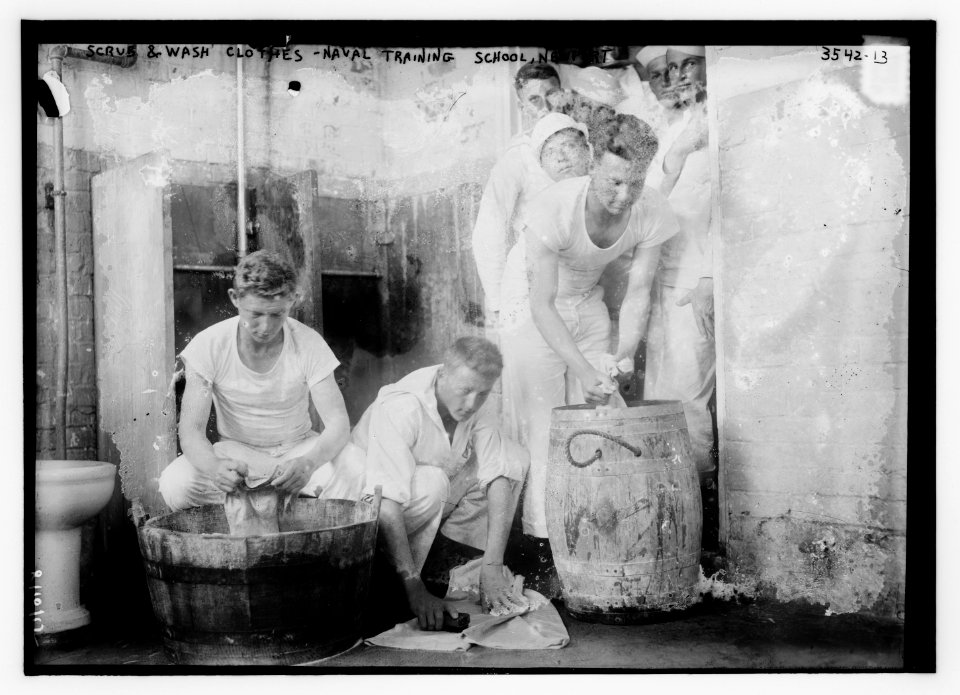 Scrub and Wash Clothes - Naval Training School, Newport LCCN2014699428