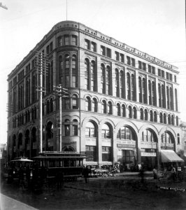 Seattle National Bank Building, southeast corner of Yesler Way and S 2nd Ave, Seattle, Washington, ca 1891 (LAROCHE 323) photo