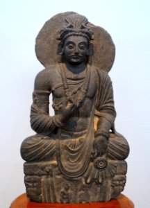 Seated Boddhisattva, Gandhara, probably from Barikot, c. 3rd-4th century AD, gray schist - Matsuoka Museum of Art - Tokyo, Japan - DSC07134 photo