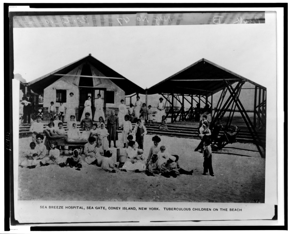 Sea Breeze Hospital, Sea Gate, Coney Island, New York-Tuberculous children on the beach LCCN99472324 photo