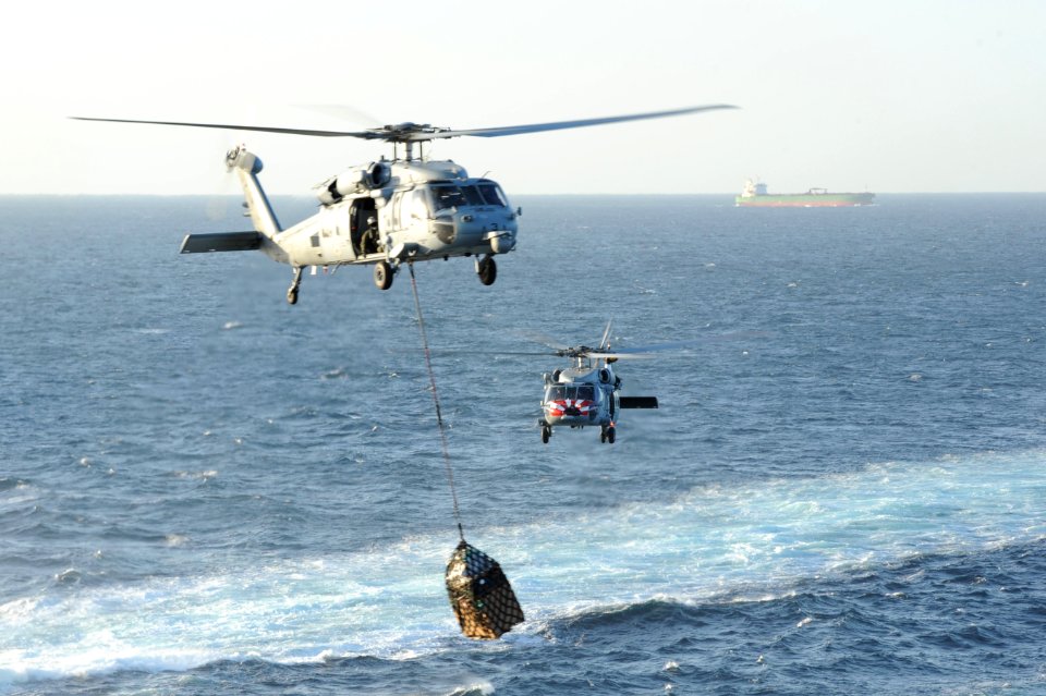 Sea Hawk helicopters move supplies. (8515149507)