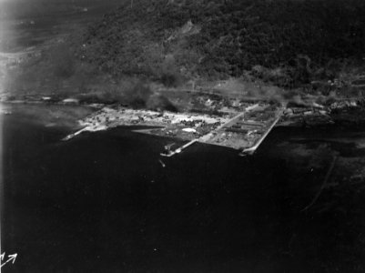 Seaplane base at Truk under attack in February 1944
