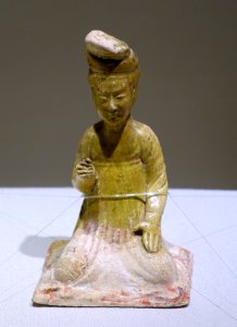 Seated female musicians, figure 5 of 6, China, Tang dynasty, 7th century AD, straw glaze with painted ornament - Matsuoka Museum of Art - Tokyo, Japan - DSC07292 photo