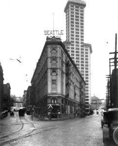 Seattle Hotel at corner of James St and Yesler Way, Seattle, 1917 (CURTIS 2036) photo