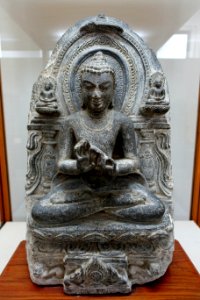 Seated Buddha, East India, Pala, 10th-11th century AD, basalt - Matsuoka Museum of Art - Tokyo, Japan - DSC07189 photo