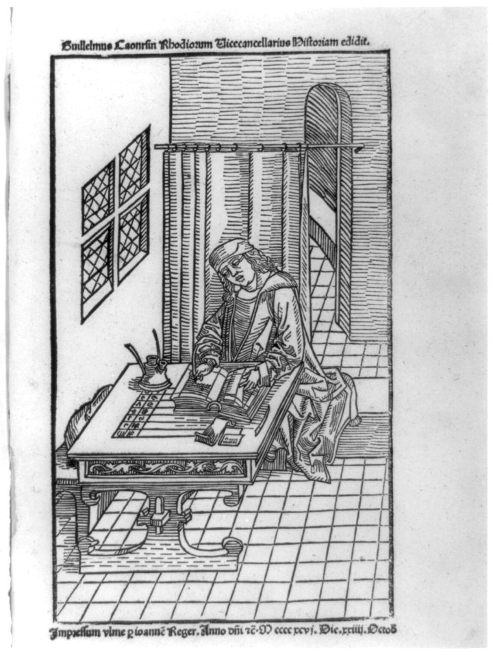 Seated figure writing at desk LCCN2002723350