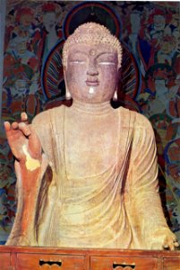 Seated Iron Buddha statue at Silsangsa temple in Namwon, Korea