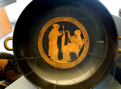 Seated Man and Woman, Attic red-figure kylix, by the Telephos Painter, 475-450 BC - Museo Gregoriano Etrusco - Vatican Museums - DSC01017 photo