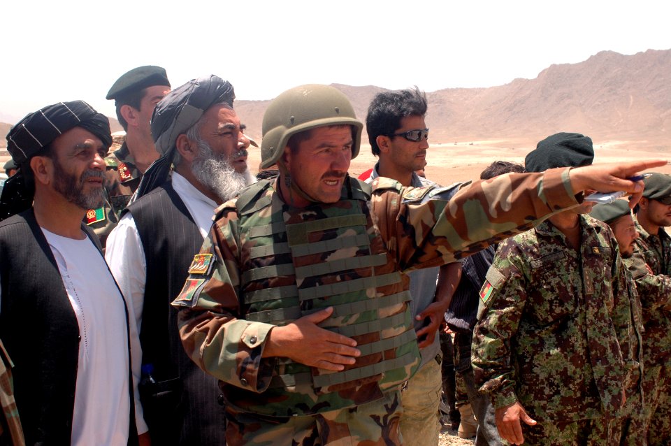 An Afghan National Army trainer explains battle tactics (4763177185)