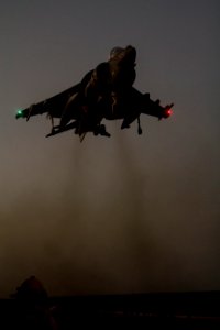 An AV-8B Harrier lands aboard USS Kearsarge. (8691967609)