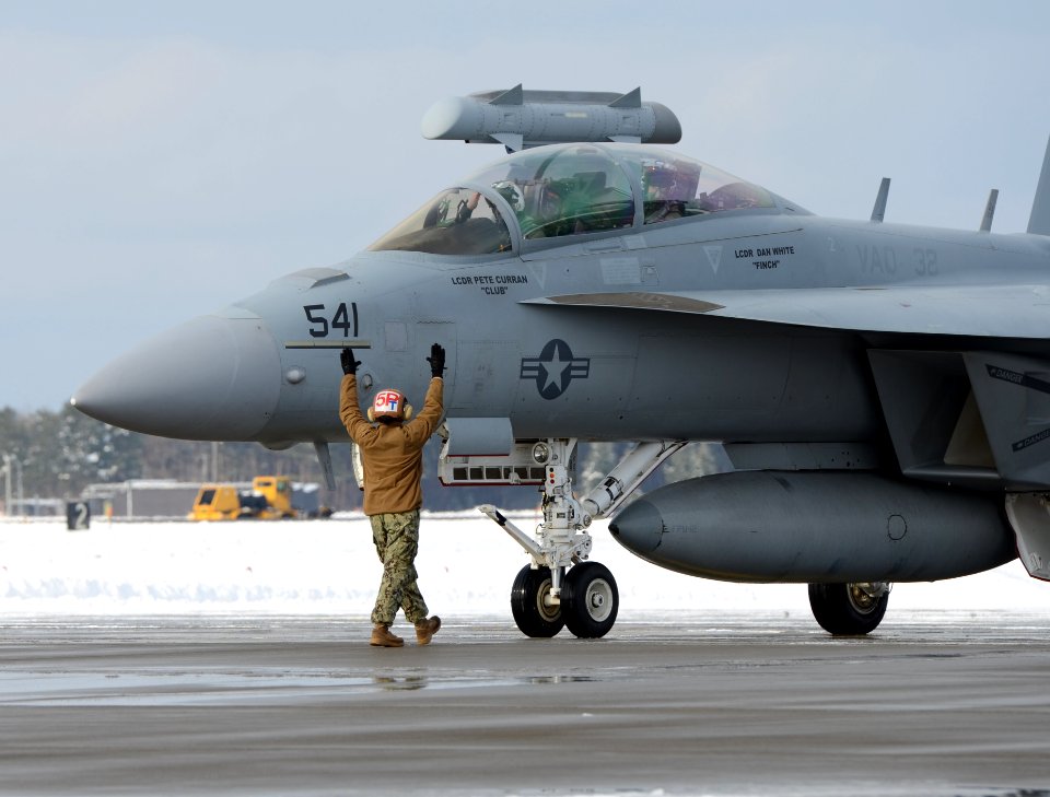An EA-18G Growler as it taxis off the flight line. (8318419248)