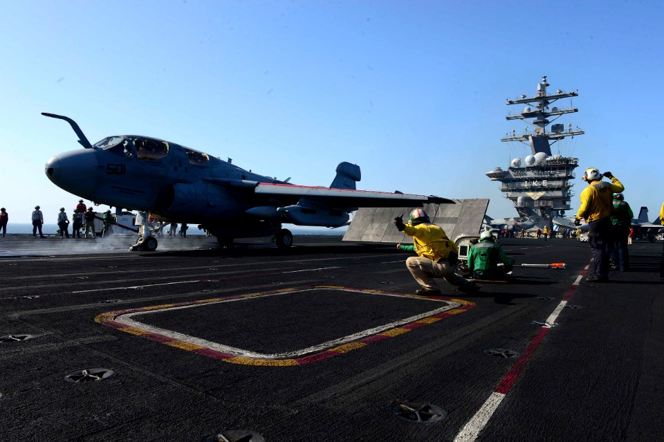 An EA-6B Prowler launches. (8630723609)