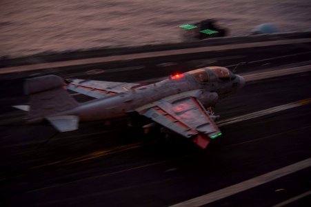 An EA-6B lands aboard USS Dwight D. Eisenhower. (8577549750)