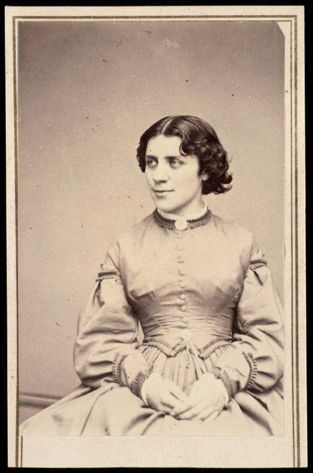 Anna Elizabeth Dickinson, orator, abolitionist, advocate for women's rights, and the first woman to speak before Congress) - From photographic negative in Brady's National Portrait Gallery LCCN2017660629