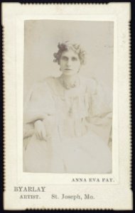 Anna Eva Fay, three-quarter length portrait, seated, facing front) - Byarlay artist, St. Joseph, Mo LCCN2005677229