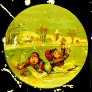 Christmass images, image 4, Children falling trough the ice