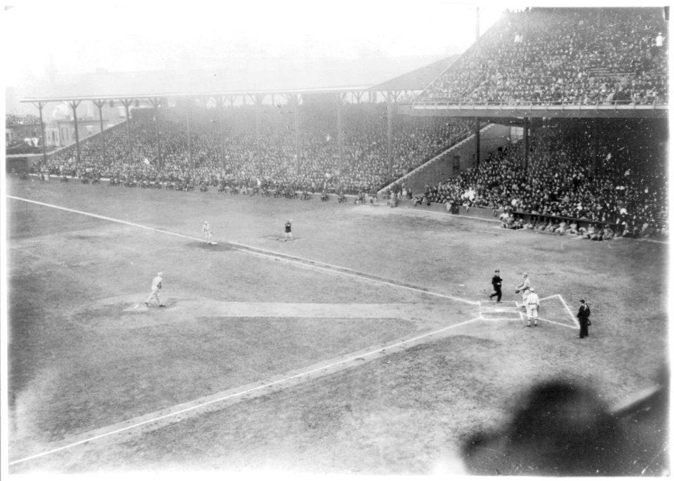 Christy Matthewson pitching 2nd game of 1913 World Series. Phila., Pa. Oct. 8, 1913. NY Giants won, 3-0 in 10 innings, over Phila. Athletics LCCN2001704377