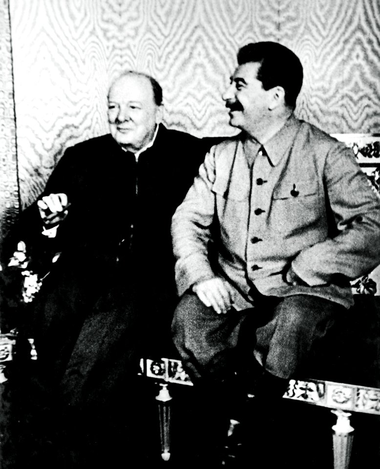 Churchill and Stalin at Moscow Conference in 1942 (23773863324)