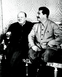 Churchill and Stalin at Moscow Conference in 1942 (23773863324)