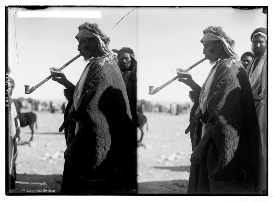 Costumes, characters, etc. Bedouin smoking long pipe LOC matpc.05636
