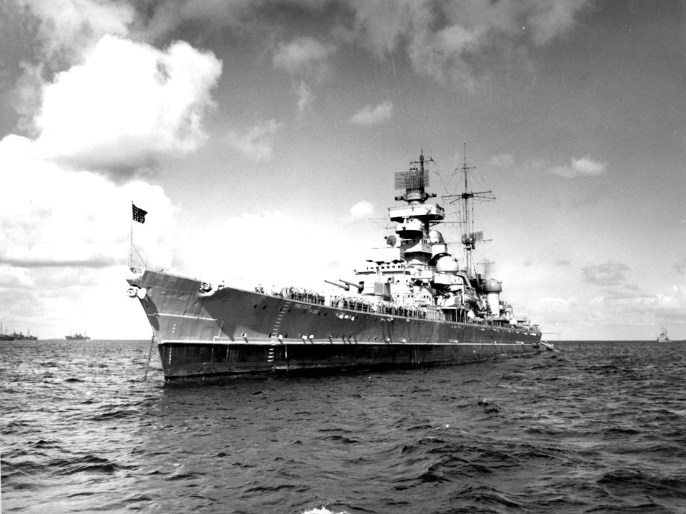 Cruiser Prinz Eugen anchored in Bikini Lagoon on 14 June 1946