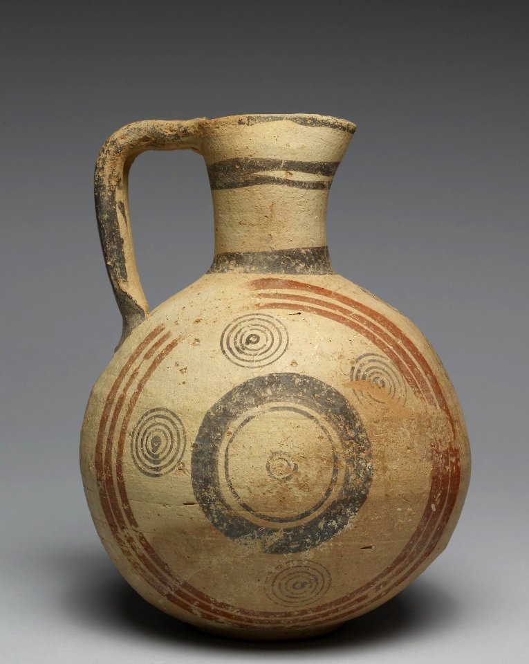 Cypriote - Bichrome Ware Jug with Geometric Design and Concentric Circles - Walters 482347 - Right Side