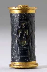 Cypriote - Cylinder Seal with a Nude Goddess - Walters 42415 - Side D
