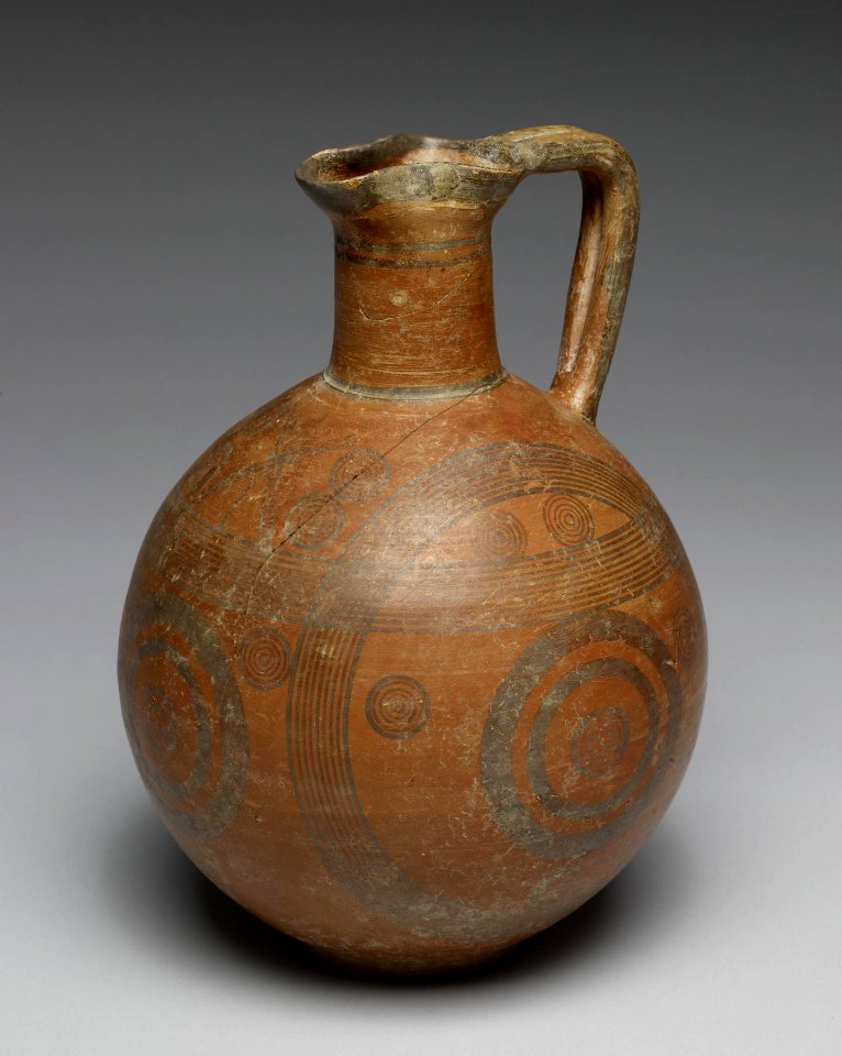 Cypriote - Black-on-Red Ware Jug with Geometric Design - Walters 482341 - Three Quarter Left