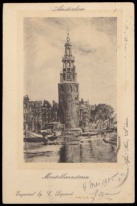 De Montelbaenstoren met v.l.n.r. de Oudeschans, Binnenkant, Kalkmarkt en Prins Hendrikkade, Afb PBKD00229000002 photo