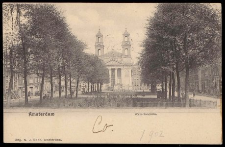 De Mozes en Aäronkerk aan het Waterlooplein. Uitgave N.J. Boon, Amsterdam