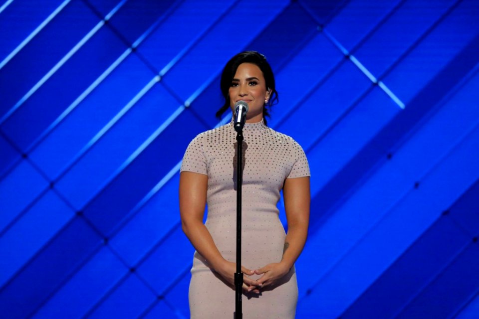 Demi Lovato at the Democratic National Convention, July 2016