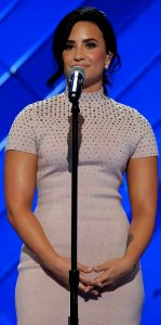 Demi Lovato at the Democratic National Convention, July 2016 (cropped A)